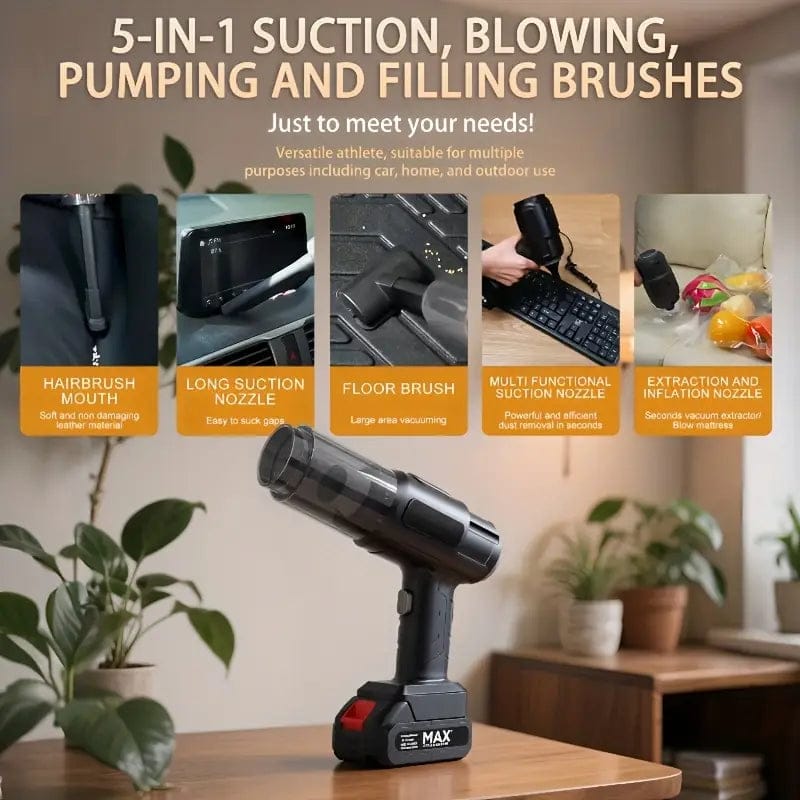 Max 5-in-1 Portable Cordless Car Vacuum & Multi-Purpose Air Blower