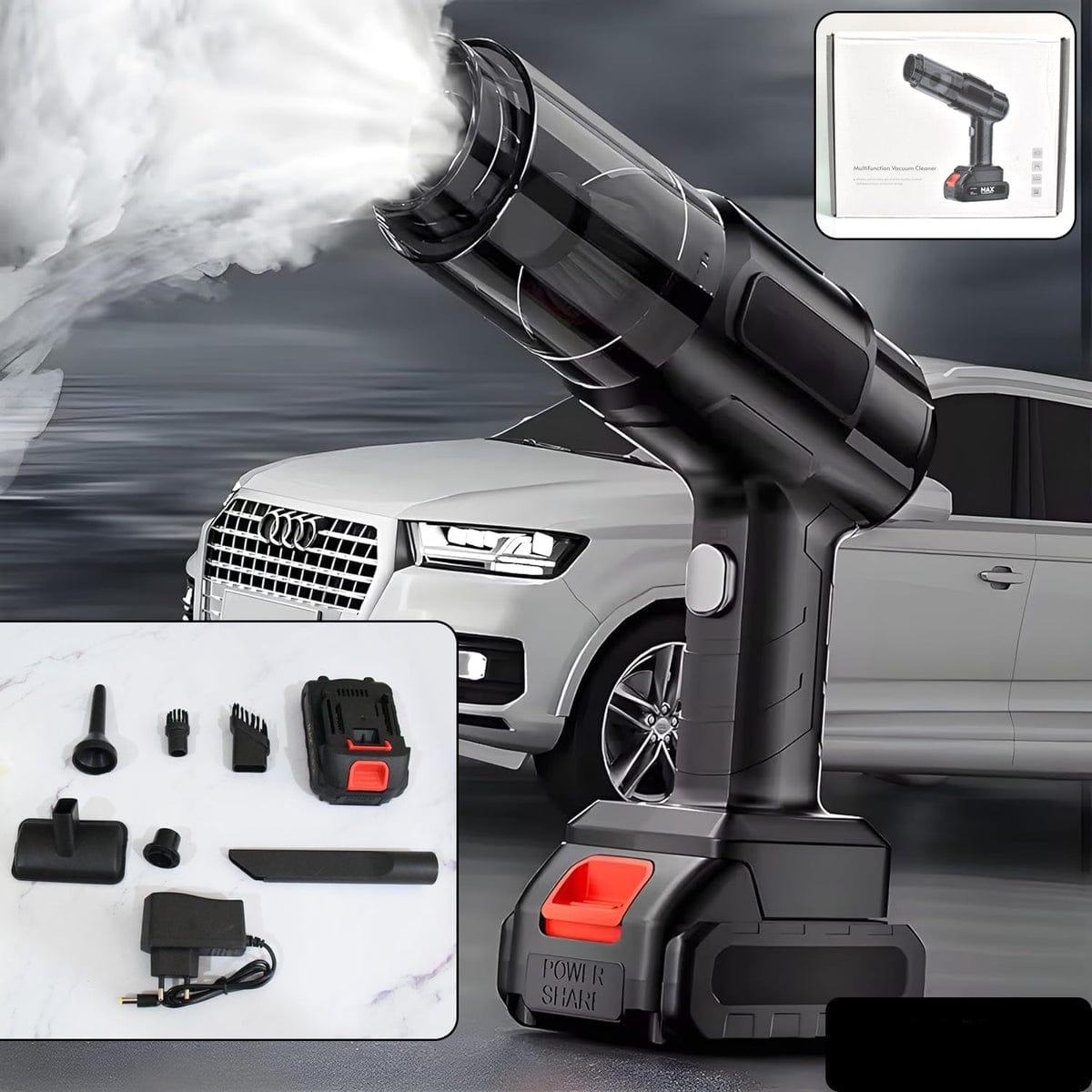Max 5-in-1 Portable Cordless Car Vacuum & Multi-Purpose Air Blower